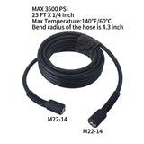 Tool Daily High Pressure Washer Hose, 25 FT X 1/4 Inch, 3600 PSI, M22 14mm, Replacement Power Washer Hose for Most Brands Tool Daily