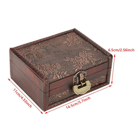 Vintage Decorative Wooden Box with Lock and Key, Wooden Box with Hinged Lid Wooden Jewelry Box Keepsake Storage Box Treasure Jewelry Chest Box HERCHR