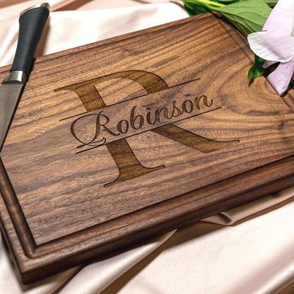 Personalized Cutting Board, Custom Wedding, Anniversary or Housewarming Gift Idea, Wood Engraved Charcuterie, for Friends and Family, Monogram - WoodArtSupply