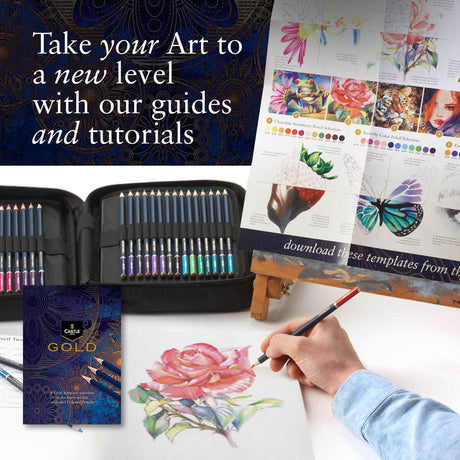 Castle Art Supplies Gold Standard 120 Coloring Pencils Set with Extras | Quality Oil-based Colored Cores Stay Sharper, Tougher Against Breakage | For Castle Art Supplies