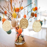 VILLCASE 60pcs Easter Egg Wooden Cutout Unfinished Wood Slice DIY Paint Crafts Hanging Embellishment with Ropes for Kids Painting Easter Party VILLCASE