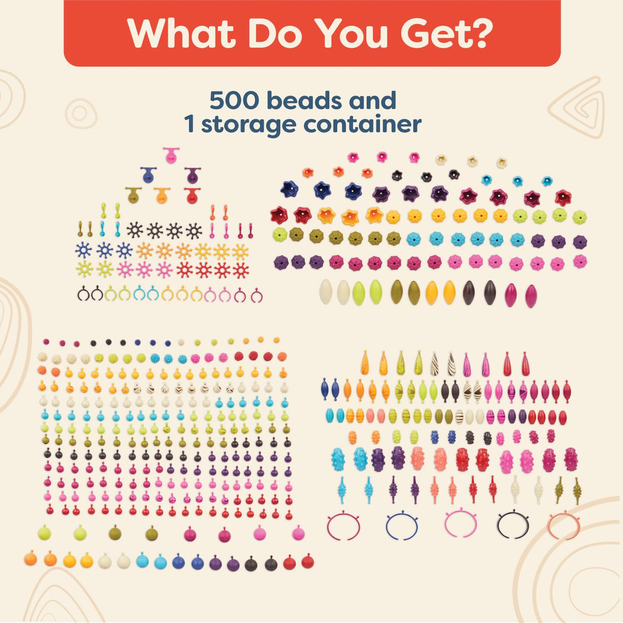 B. toys – Pop Arty! 500 Pcs- Jewlery Making Kit- Creative Pop Snap Bead Set for Kids –DIY Craft Jewelry Making Kit –Necklaces, Rings, Bracelets – 4 B. toys