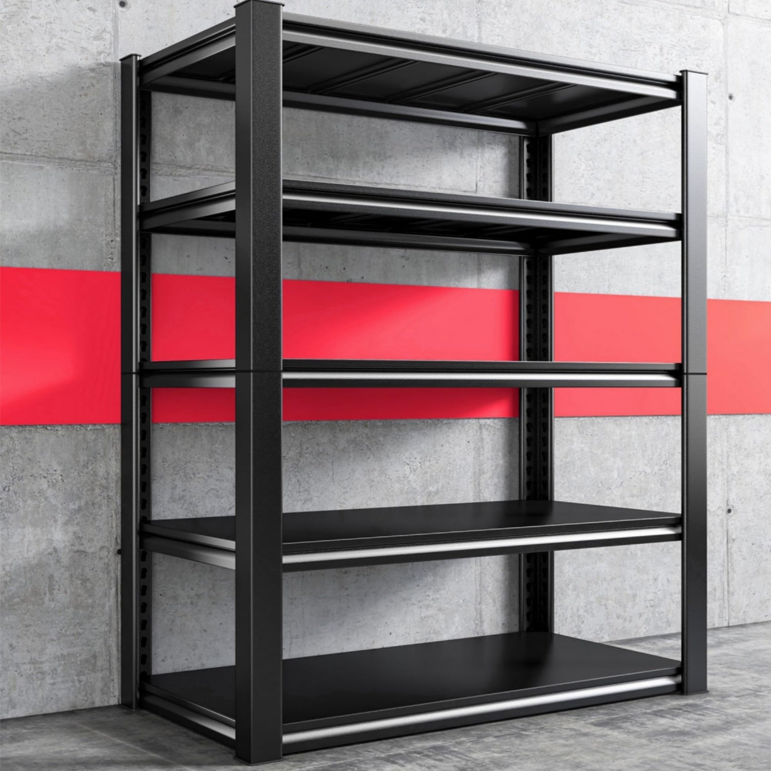 REIBII Garage Shelving Heavy Duty Garage Storage Shelves Load 2000Lbs, Wide Heavy Duty Shelving, Adjustable 5-Tier Metal Shelving for Garage,Large REIBII