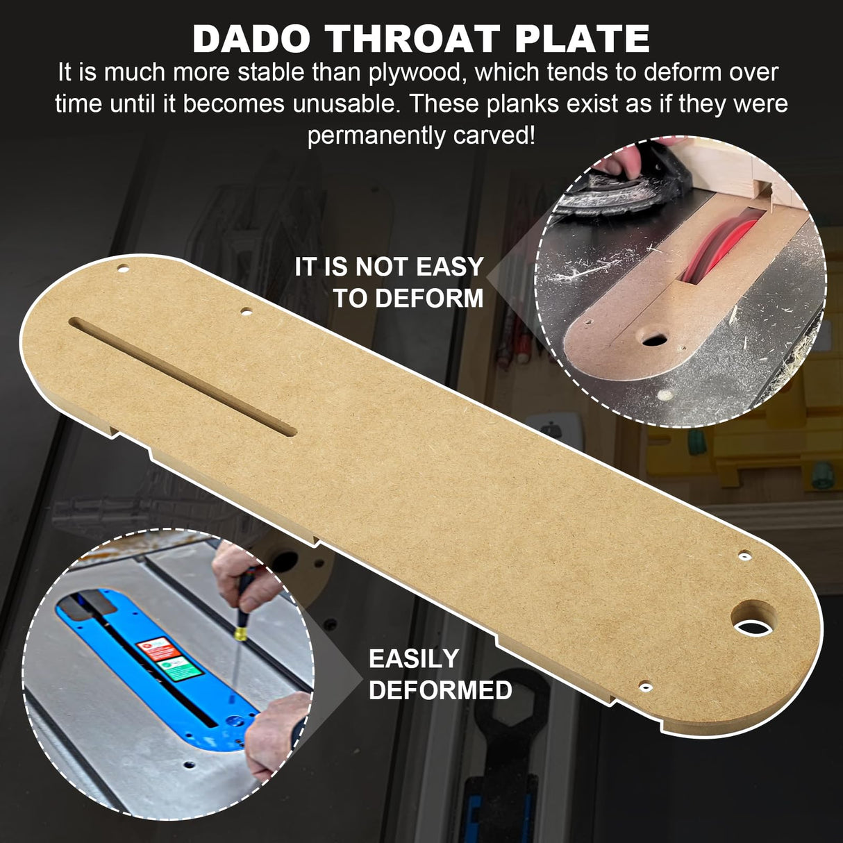 Dado Throat Plate Zero Clearance insert Fits Delta Table Saws 36-725, 36-725T2, 36-5152, 36-5000, 36-5000T2 RMSPO