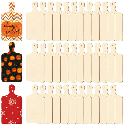 36 Pcs Wooden Mini Cutting Board with Handle Unfinished Wood Craft Mini Charcuterie Boards Paddle Blank Small Chopping Board for DIY Kitchen Cooking