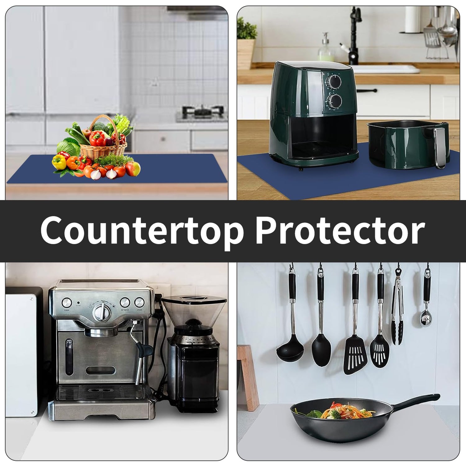 2MM Extra Thick Silicone Mats for Kitchen Counter (47.2"x23.6"x0.08"), Kitchen Island Largest Heat-Resistant Mat, Thicker Non-Slip Desk Protect Mat, Goldleaf