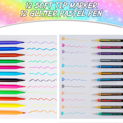 Fruit Scented Markers Set for Kids, Cute Stationary Sets with Unicorn Pencil Case, Gifts for Girls Ages 4-6-8-12, Marker Pencils Coloring Pens Arts