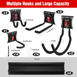 WORKPRO Garage Storage, Garden Tool Organizer Wall Mount 64 Inch with 8 Adjustable Hooks and Hangers, 4 Rails Steel Heavy Duty Tool Rack Holder WORKPRO