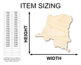 Unfinished Wood Democratic Republic of The Congo Country Shape - African Craft - up to 36" DIY 3" / 1/8" 24 Hour Crafts