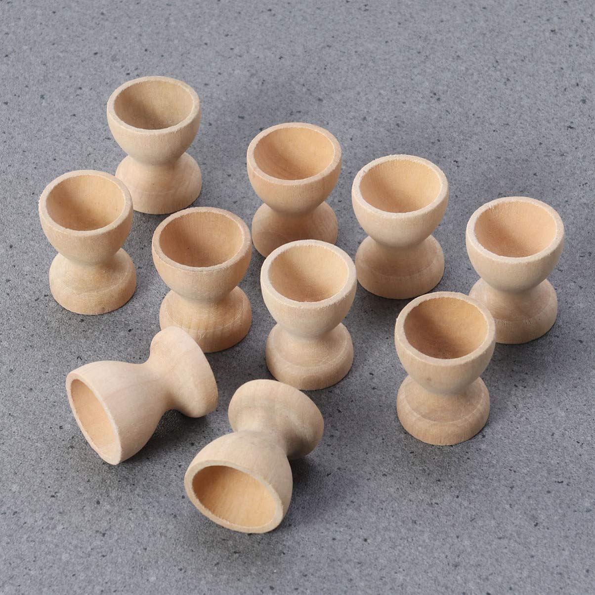 MAGICLULU 10 PCS Wooden Egg Cup Holders Unfinished Wood Egg Stands for Crafts Easter Decor - WoodArtSupply