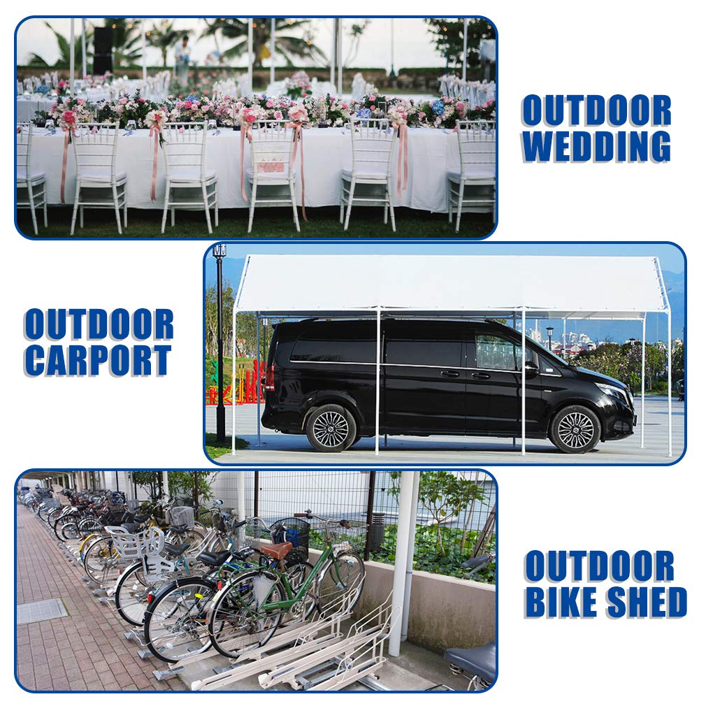 FDW Carport Car Port Party Tent Car Tent 10x20 Canopy Tent Metal Carport Kits Outdoor Garden Gazebo, Not Good for Strong Wind Condition FDW