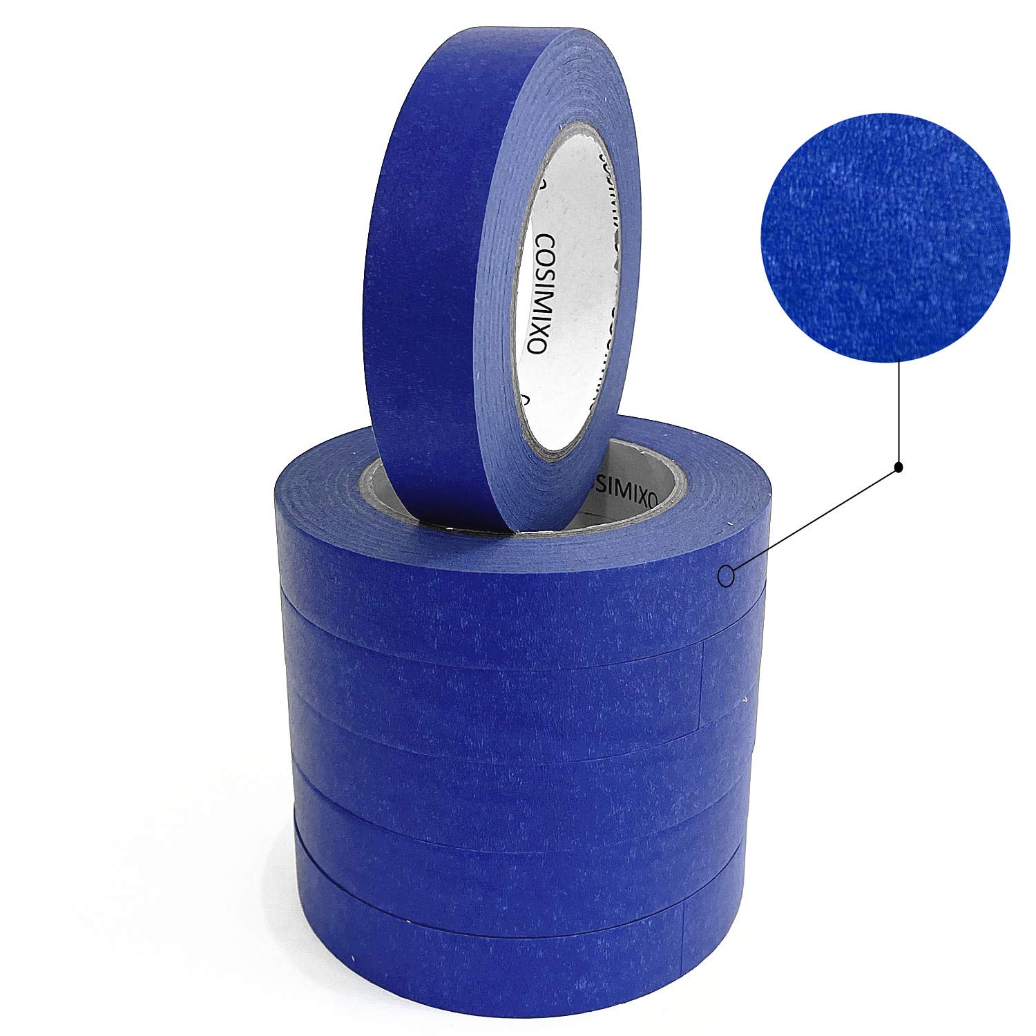 COSIMIXO Blue Original Multi-Surface Painter's Tape,0.94 inches x 60 Yards 6 Rolls Residue Free Wall Painting Blue Masking Tape with Sharp Lines COSIMIXO
