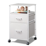 DEVAISE 2 Drawer Mobile File Cabinet, Rolling Printer Stand with Open Storage Shelf, Fabric Vertical Filing Cabinet fits A4 or Letter Size for Home DEVAISE