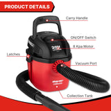 Shop-Vac Wet Dry Cordless Vacuum Cleaner, 8.0 Peak Kpa Cordless Vacuum Cleaner with Collapsible Handle Wall Bracket & Multifunctional Attachments, Shop-Vac