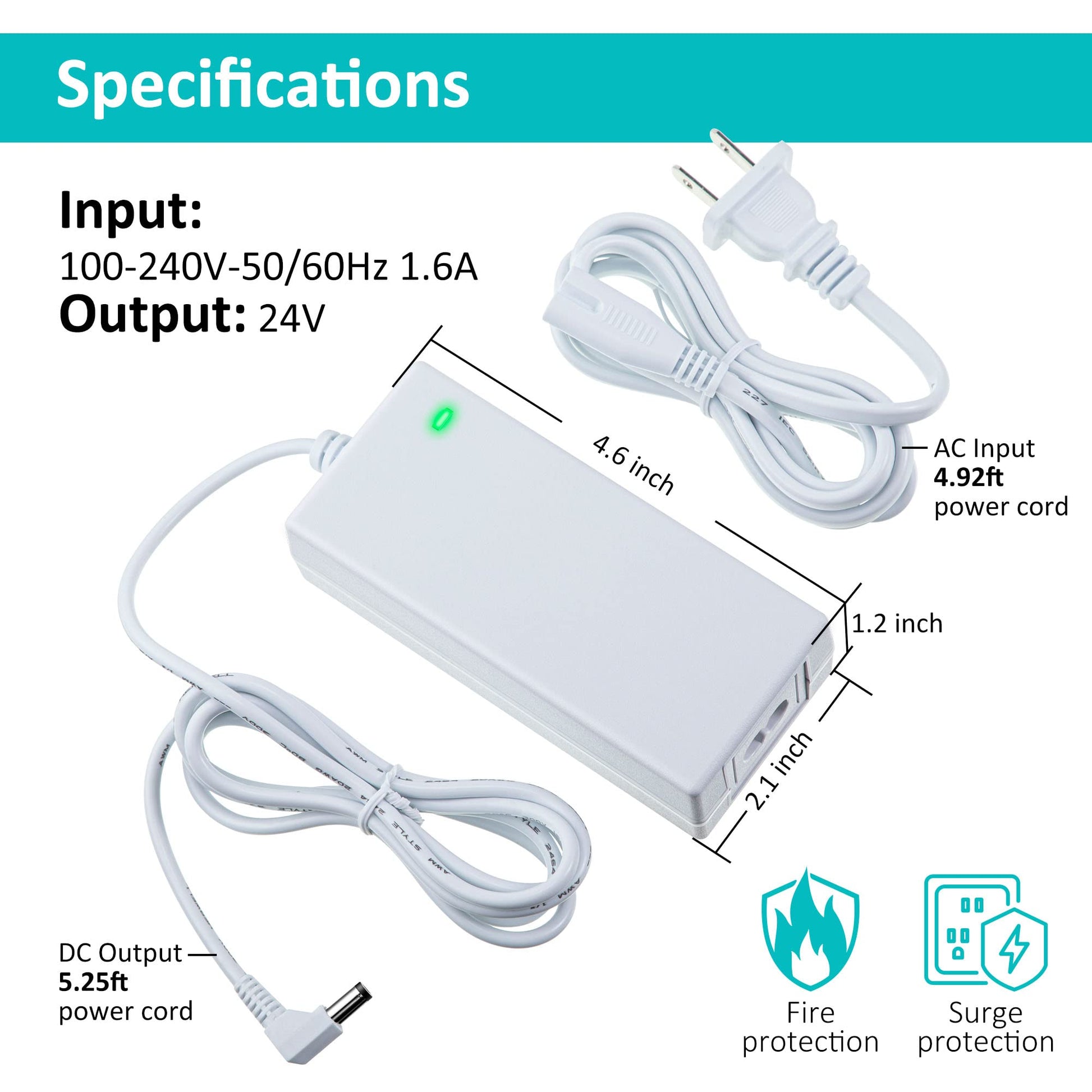 Enhon Power Cord Replacement Compatible with Cricut Explore 3 Cutting Machine, 24V AC DC Power Adapter Replacement Cord with 90 Degree Connector - WoodArtSupply