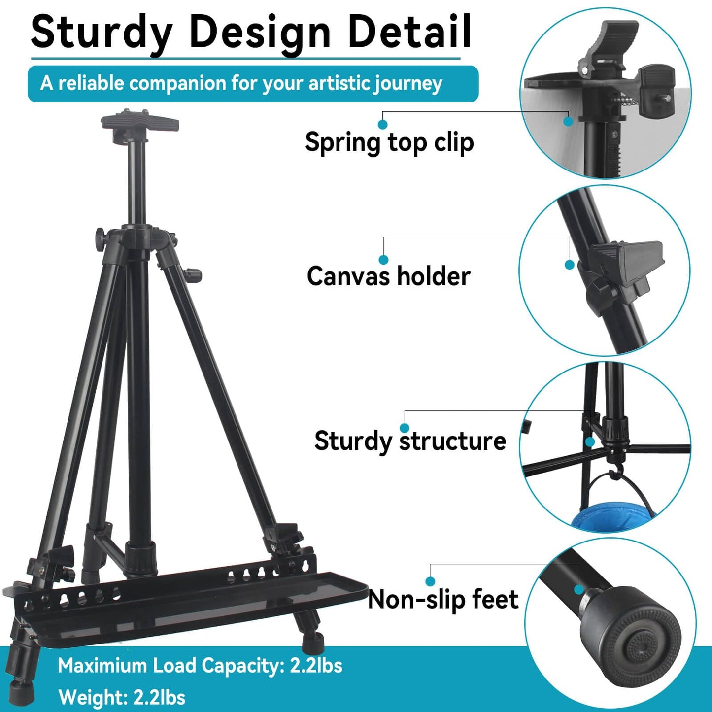 Artist Easel Stand Height Adjustable from 20" to 60".Aluminum Art Easel for Painting canvases with a Carrying Bag.Displaying & Painting Easel Stand - WoodArtSupply