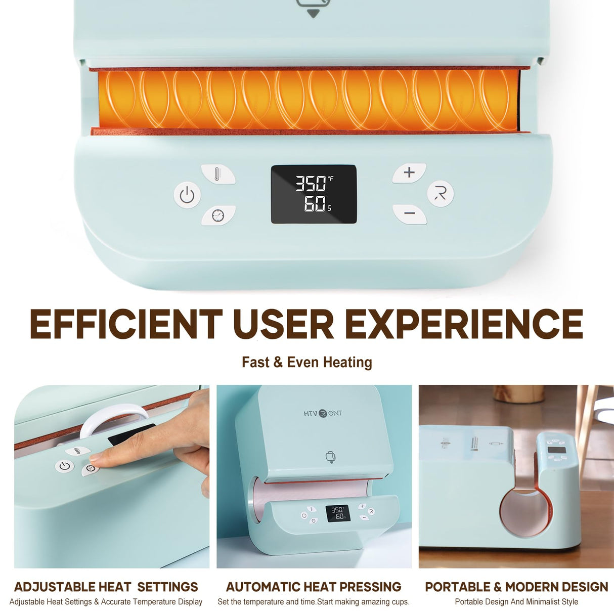 HTVRONT Auto Tumbler Heat Press Machine - Mug Heat Press Heat Up Fast & Even, Professional Tumbler Press High-Security for 10-30oz(2.9-3.35inch) HTVRONT