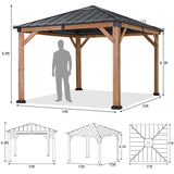 ABCCANOPY Wood Gazebo 11x11 - Outdoor Patio Wooden Gazebo with Hardtop Metal Roof for Garden, Backyard and Deck ABCCANOPY