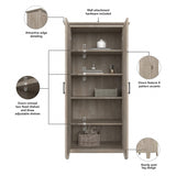 Bush Furniture Key West Tall Storage Cabinet with Doors in Washed Gray | Accent Chest for Home Office, Living Room, Entryway, Kitchen Pantry and More Bush Business Furniture