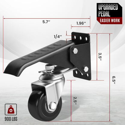 SPACECARE Workbench Casters Retractable Casters Kit 900Lbs, 4 Heavy Duty Casters Side Mounted All Steel Construction Urethane, Bonus Install - WoodArtSupply