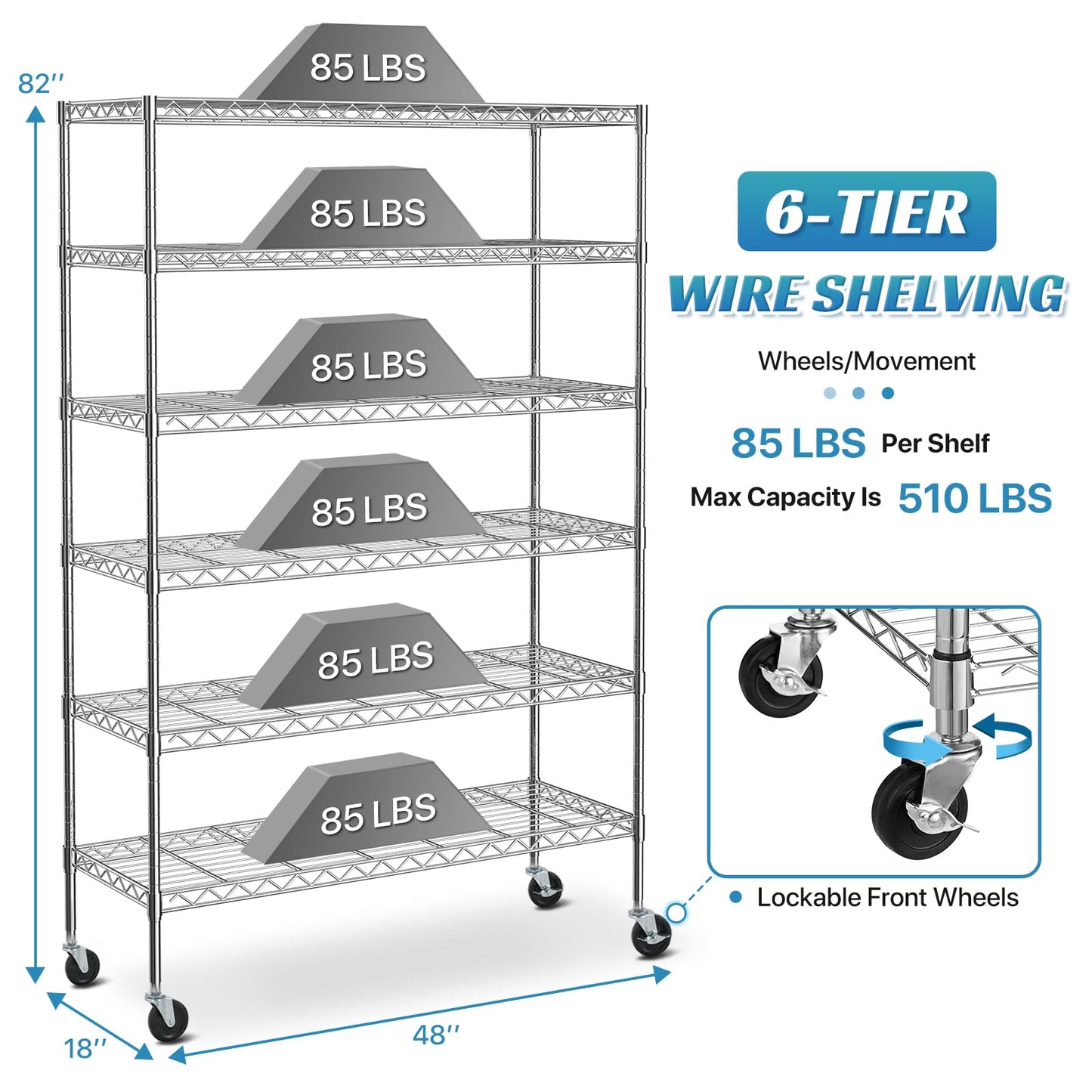 Meet perfect Adjustable Storage Shelves 6 Tier Wire Shelving Unit and Storage, 2100lbs Capacity Metal Shelving Heavy Duty Garage Shelves Storage - WoodArtSupply