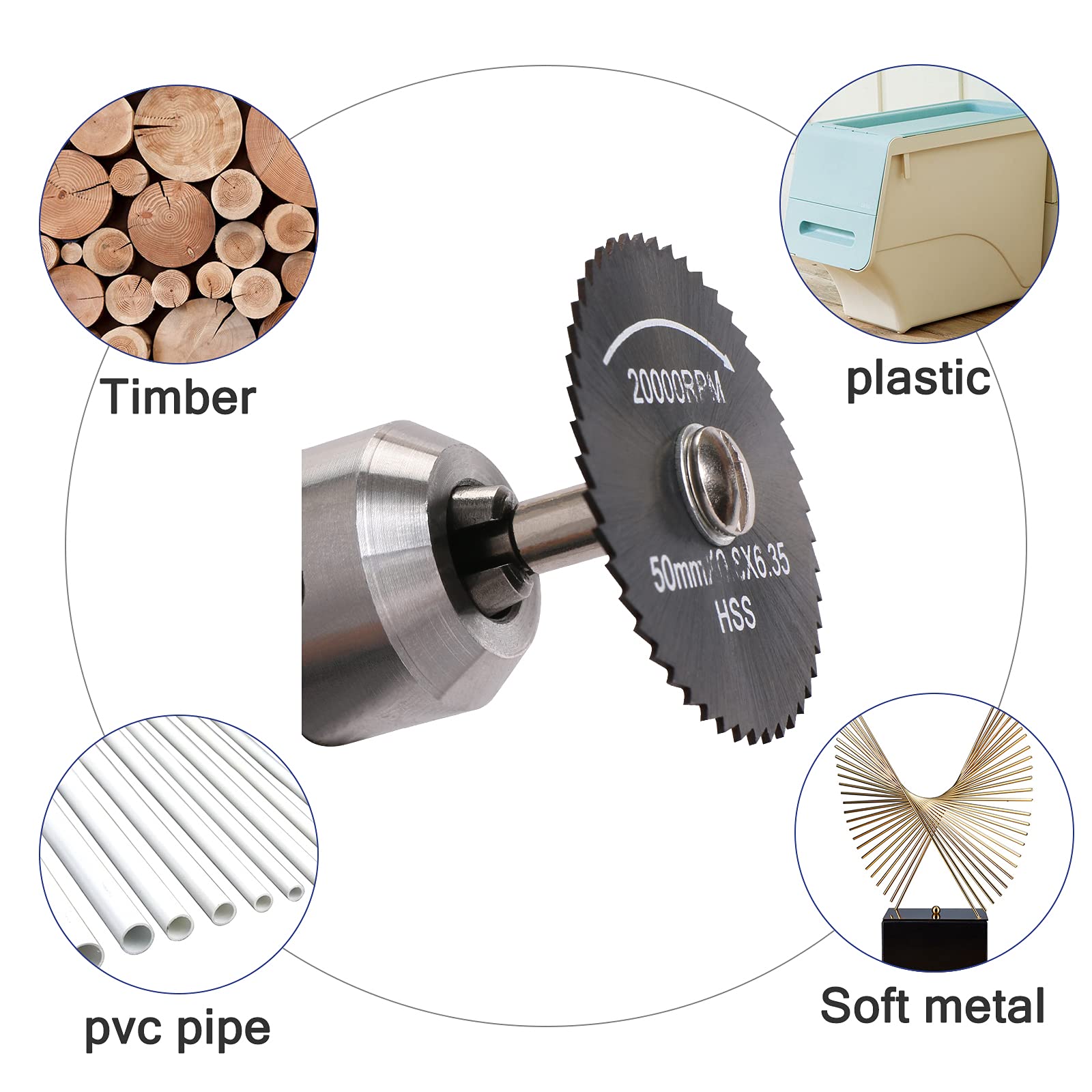 Weikeisa Mini Circular Saw Blade,HSS High-Speed Steel Saw Blade, for Dremel Fordom Cutting Rotary Tools Wheel Set, for Wood, Plastic, Soft Metal, - WoodArtSupply