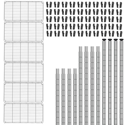 SINGAYE 6-Shelf Wire Shelving Unit, Adjustable Metal Shelves, Standing Shelf, 21.25" W X 11.41D X 69 "H (Silver) - WoodArtSupply
