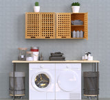 ZYBT Natural Bamboo Bathroom Wall Cabinet with Doors and Shelves, Over The Toilet Storage Solution ZYBT