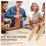 50 Pcs Wood Wine Bottle Opener Stainless Steel Bottle Opener Wood Handheld Heavy Duty Bartender Bottle Openers Cider Bottle Opener Engraved Gift Set Lounsweer
