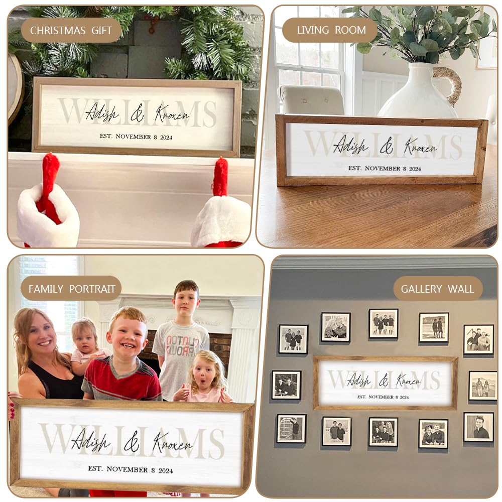 Wedding Gifts for Couples | Anniversary Gift | Engagement Gifts | Custom Wood Sign | Personalized Framed Wooden Family Name Sign for Home Decor Wall YATIE