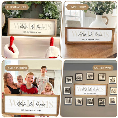 Wedding Gifts for Couples | Anniversary Gift | Engagement Gifts | Custom Wood Sign | Personalized Framed Wooden Family Name Sign for Home Decor Wall - WoodArtSupply