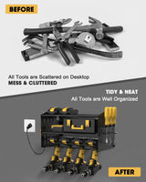 WellMall Power Tool Charging Station - 3 Layer Wall Mount Power Tool Organizer with Charging Station for Power Drill, 6AC Outlets, Great as Heavy WellMall