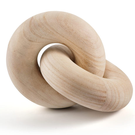 POPRHINO Wood Chain Decor, 2-Link Decorative Chain Hand Carved Boho Wood Knot Decor for Bookshelf Desk Living Room Coffee Table Farmhouse Wood Decor POPRHINO