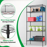 14"x30"x60" Commercial Storage Shelves Heavy Duty Shelving 5 Tier Layer Wire Shelving Unit with Wheels Metal Wire Shelf Standing Garage Shelves BestOffice