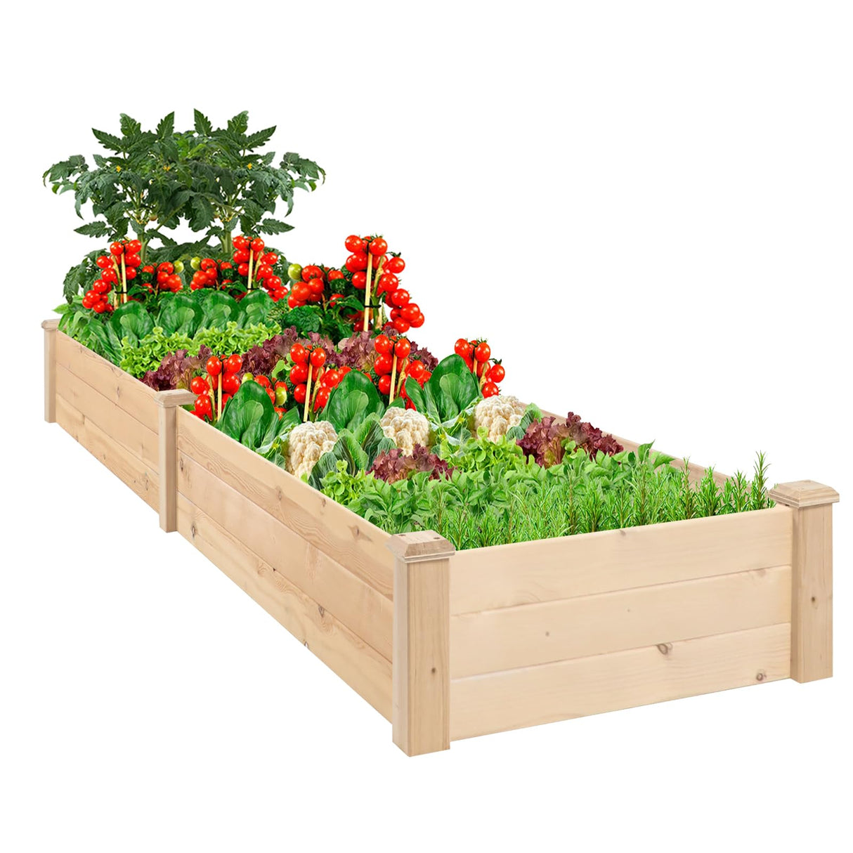 Omelaza Outdoor Wooden Raised Garden Bed Patio Planter Kit Box Grow for Deck Balcony Vegetables Flowers Gardening - Natural (8ft) Omelaza