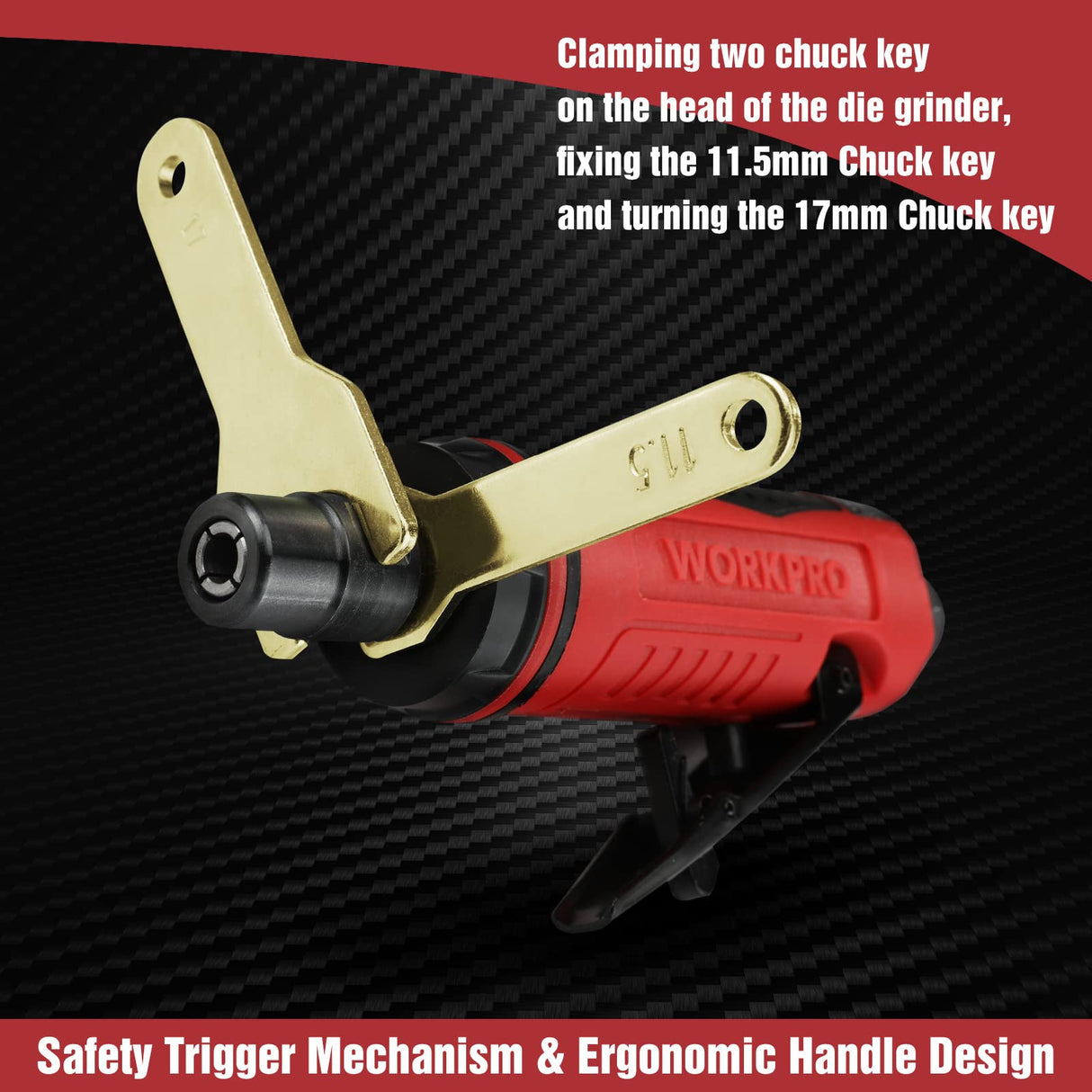 WORKPRO 1/4-Inch Pneumatic Straight Die Grinder, 25000RPM, Air-Powered Die Grinder for Grinding, Cutting, Polishing, Welding Repair, Deburring, 1/4" WORKPRO