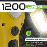 GearIT LED Work Light (15 feet) 1200 Lumen COB LED - 16 Gauge SJTW Indoor/Outdoor NEMA 5-15R Extension Cord - Handheld, Rotating Hanger, Magnetic GearIT