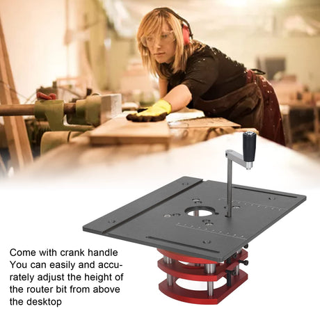 Acogedor Router Lift Kit, Metal Router Lift System with Router Table Insert Plate, 4 Jaw Clamping, Router Lift Base Accessories (Black) Acogedor