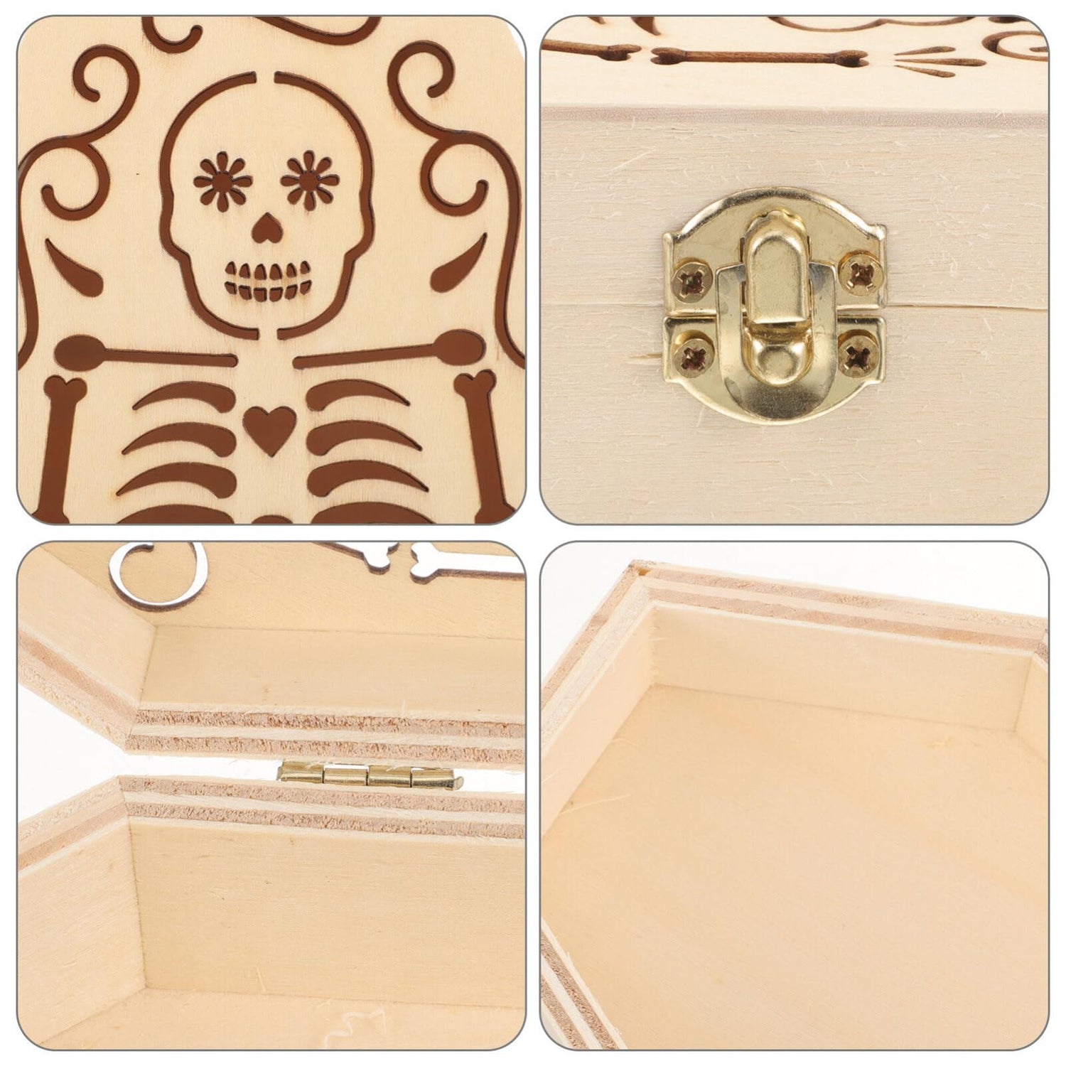 GANAZONO Unfinished Wood Coffin Halloween Coffin Box Small Unfinished Wood Funeral Coffin with Hinged Lid DIY Keepsake Casket Coffin Treat Box for GANAZONO