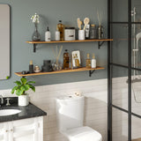 DINZI LVJ Long Wall Shelves, 47.3Inch Wall Mounted Shelves Set of 2, Extra Large Wall Storage Ledges with Sturdy Metal Brackets for Living Room, DINZI LVJ