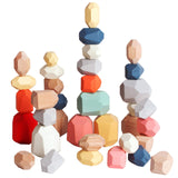 BESTAMTOY 36 PCS Wooden Sorting Stacking Rocks Stones,Sensory Toddler Toys Learning Montessori Toys, Building Blocks Game for Kids 1 2 3 4 5 6 Years BESTAMTOY