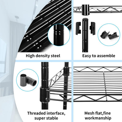 SUNLPH 6-Tier Wire Shelving Adjustable Shelves Unit Metal Storage Rack for Laundry Bathroom Kitchen Pantry Closet Organization (Black, 16.6" L x - WoodArtSupply
