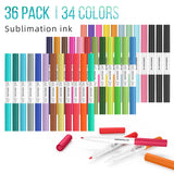 REALIKE Dual Tip Infusible Pens for Cricut Maker 3/Maker/Explore 3/Air 2/Air, 36 pcs Dual Tip Sublimation Markers Pens Set for Cricut Mug Press/Heat REALIKE