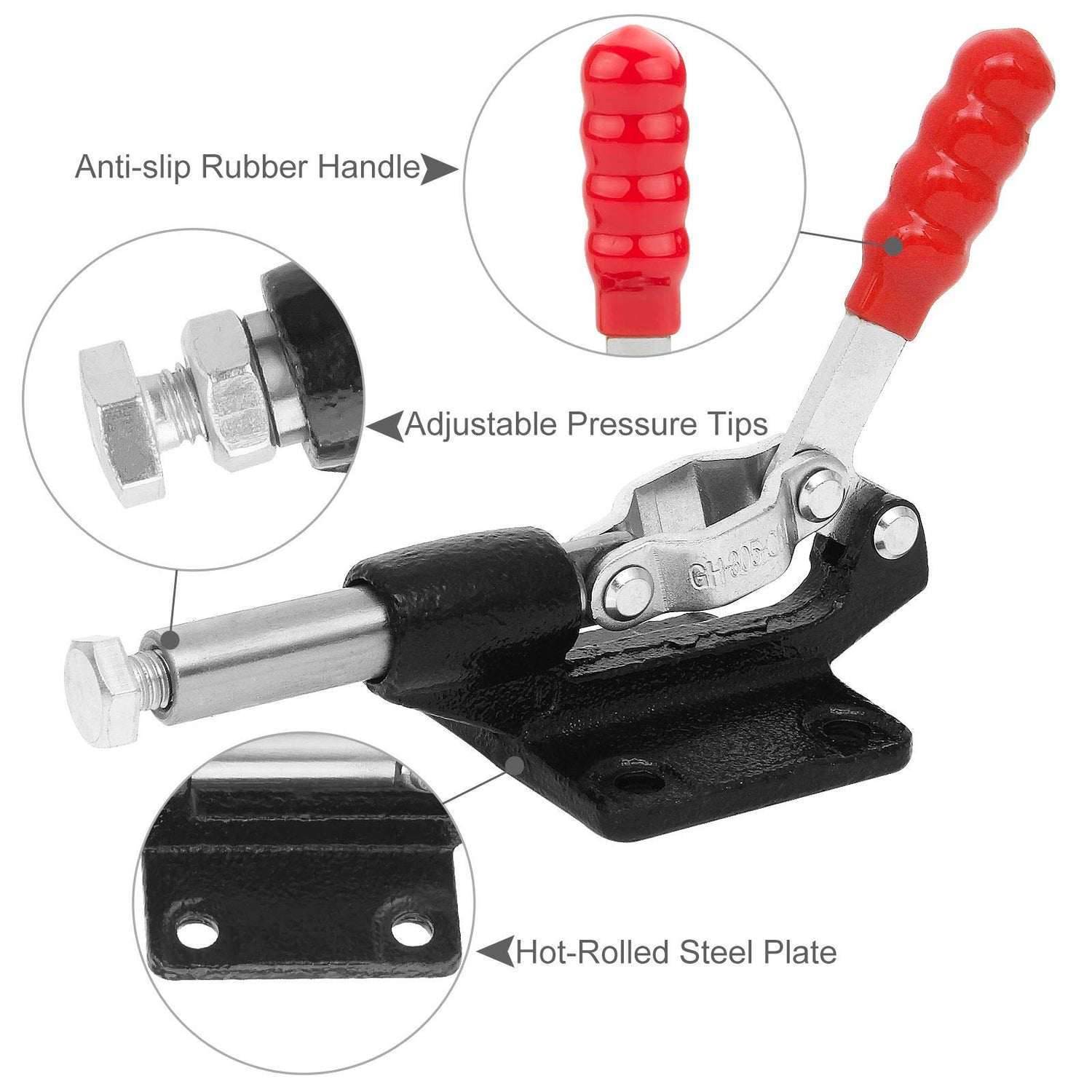 4 PCS Push Pull Adjustable Toggle Clamp, Quick Release Hand Tool for Woodworking, 500Lbs Holding Capacity Toggle Latch, GH-305C Stroke Clamp for FengWu