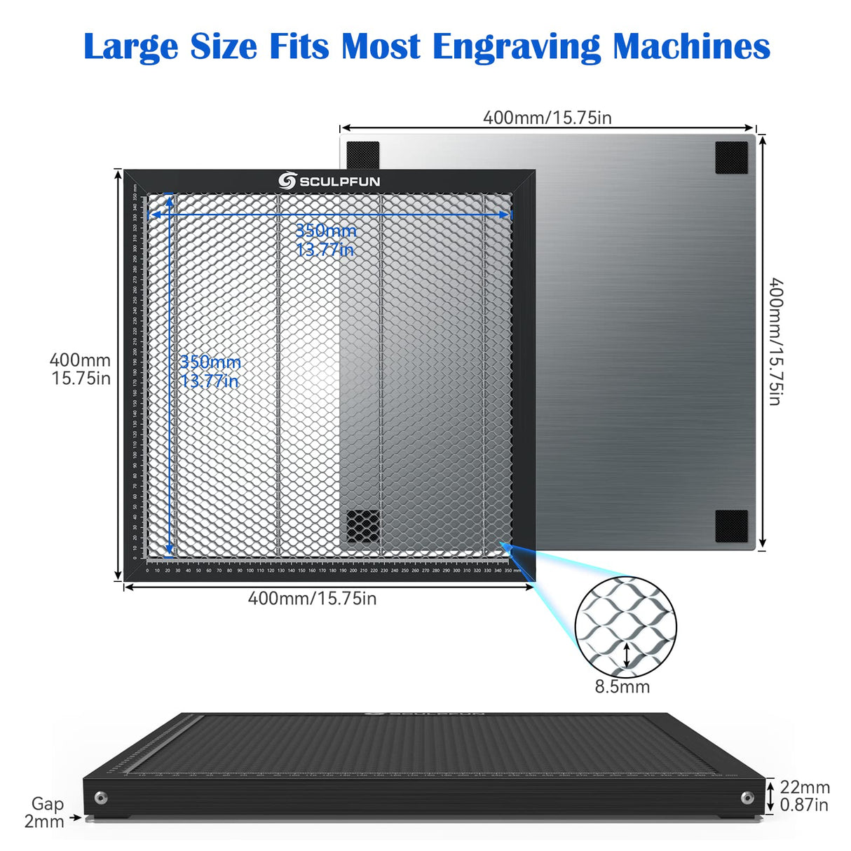 SCULPFUN Honeycomb Working Table 400x400x22mm, Honeycomb Laser Bed for CO2 or Diode Laser Engraver and Cutting Machine, Laser Engraver Accessories, SCULPFUN