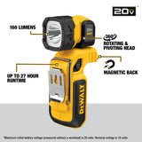 DEWALT 20V MAX LED Work Light, Magnetic, Freestanding and Clip-On, Bare Tool Only (DCL044) DEWALT