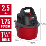 CRAFTSMAN CMXEVBE17250 2.5 Gallon 1.75 Peak HP Wet/Dry Vac, Portable Shop Vacuum with Attachments Craftsman