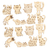 ibasenice 100pcs Wooden Cat Chips Unfinished Cat Wood Plaques Wood Cat Figurine Unfinished Wood Cutouts Animal Wooden Ornaments Wooden Cat Discs ibasenice