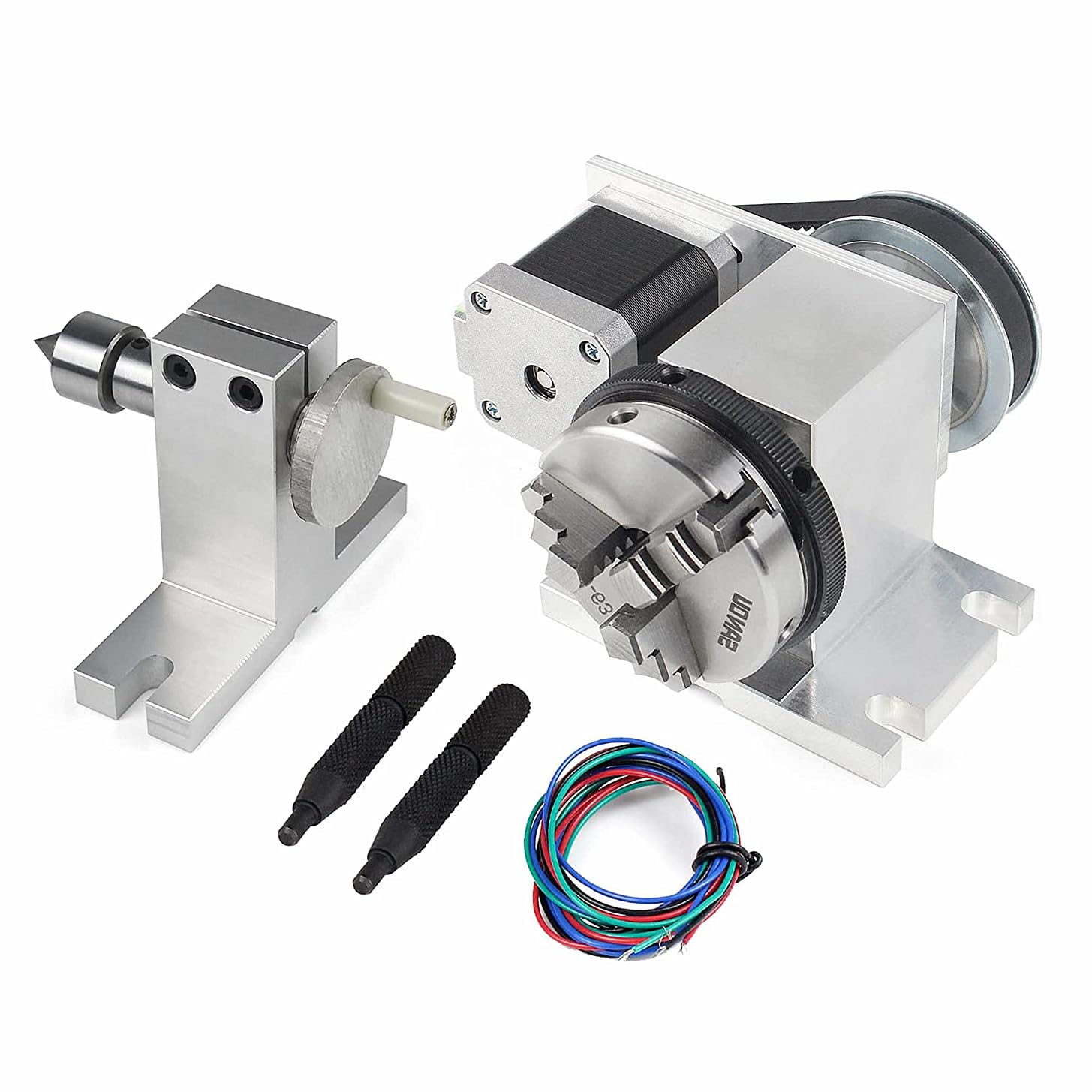 CNC Milling Machine Rotational Axis CNC Router Rotary Table Rotary a axis 4th Axis 65mm 3 Jaw Chuck Dividing Head w/ Nema17 stepper motor w/ 54mm - WoodArtSupply