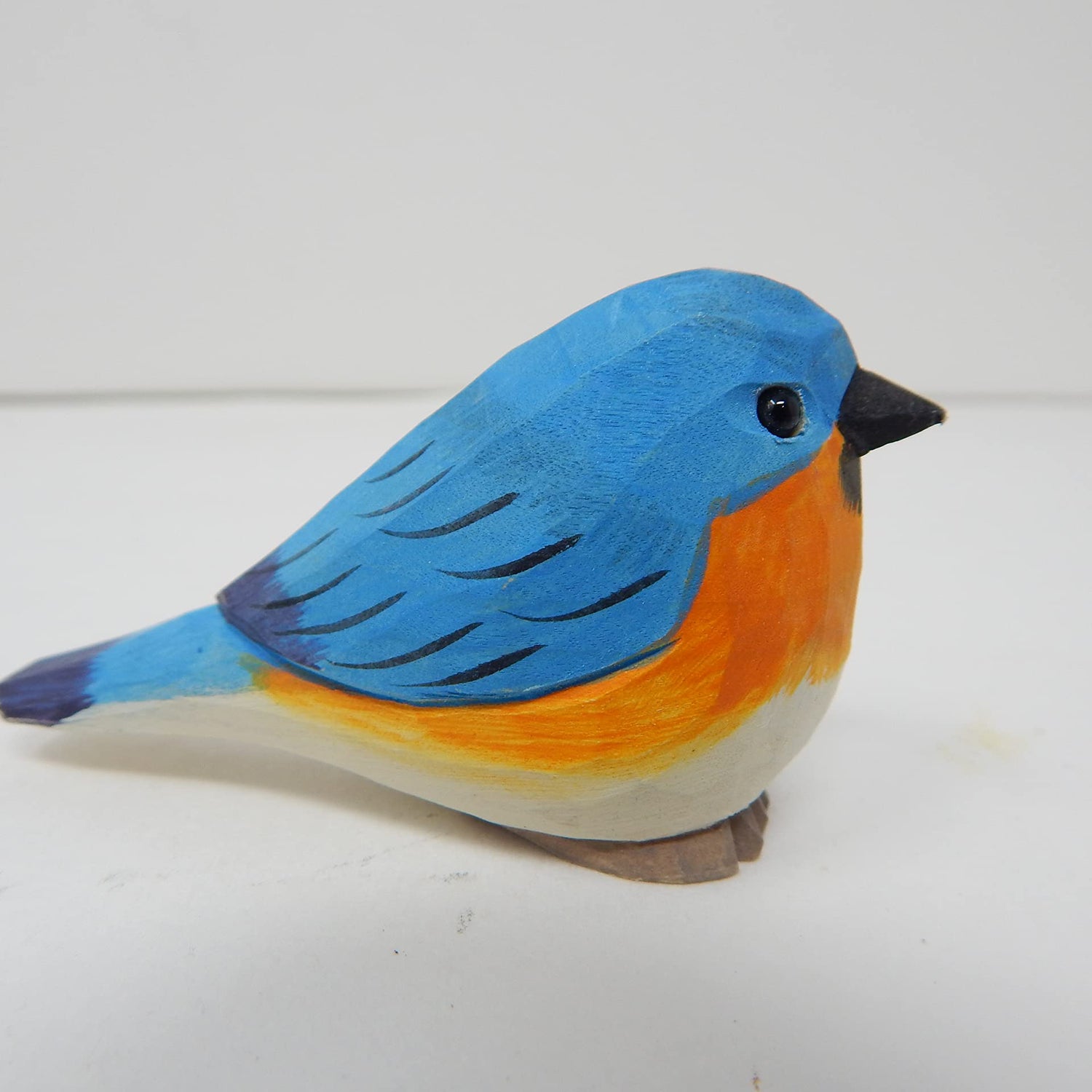 Selsela Eastern Bluebird Wood Figurine Miniature Garden Statue Bird Art Handmade Carved Small Animals Selsela